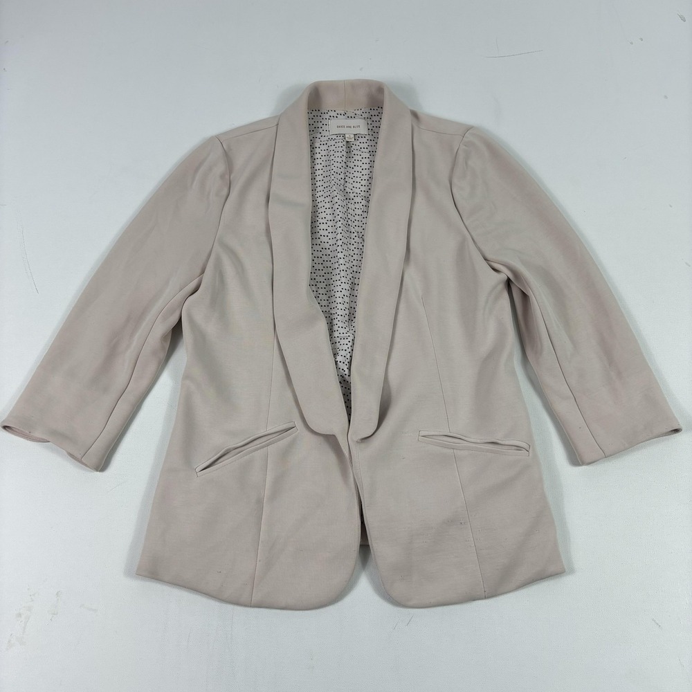 Skies Are Blue Blazer Womens Small Beige Shawl Collar 3/4 Sleeve Open Jacket‎